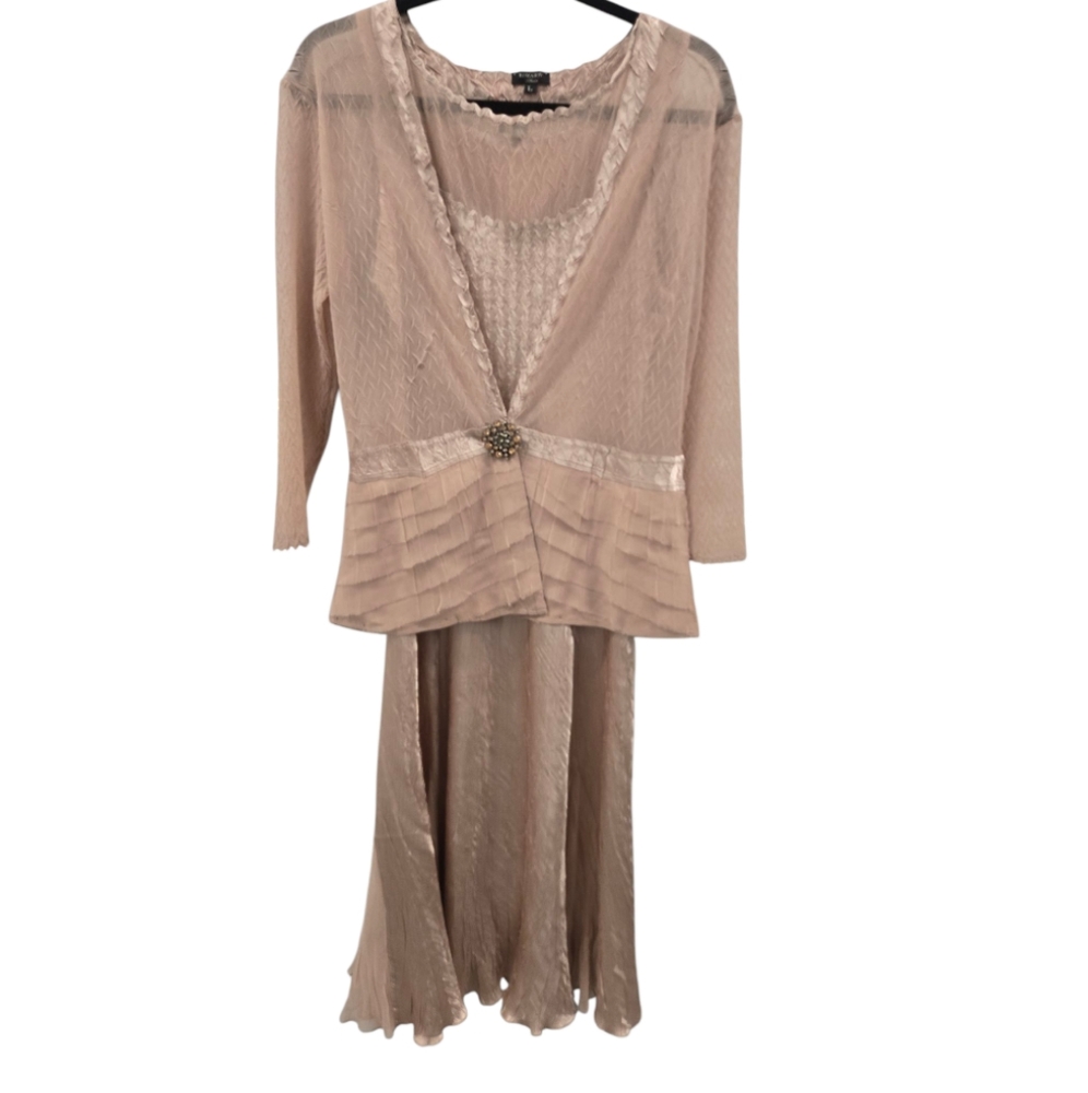 NWT Komarov Charmeuse Dress with Jacket Sz LARGE | Ombre |Nordstrom $460